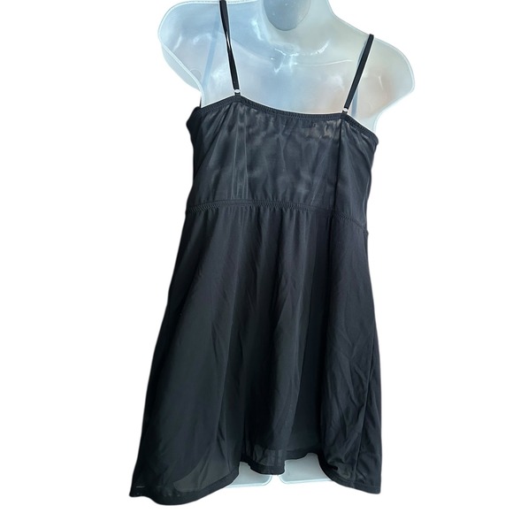 Urban Outfitters Black Lace Trim Corset Slip Dress Large Mini Lingerie Babydoll - Picture 2 of 9